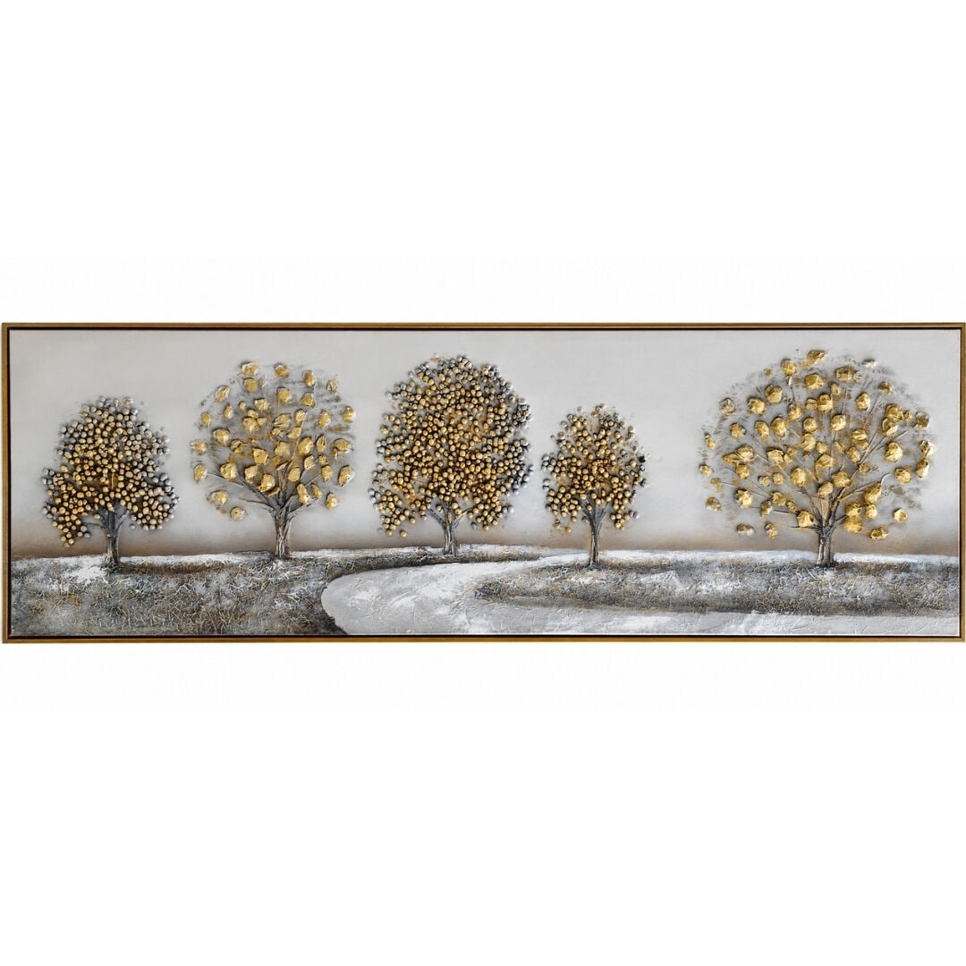 Ağaçlar Rölyef Tuval Tablo 60x180cm