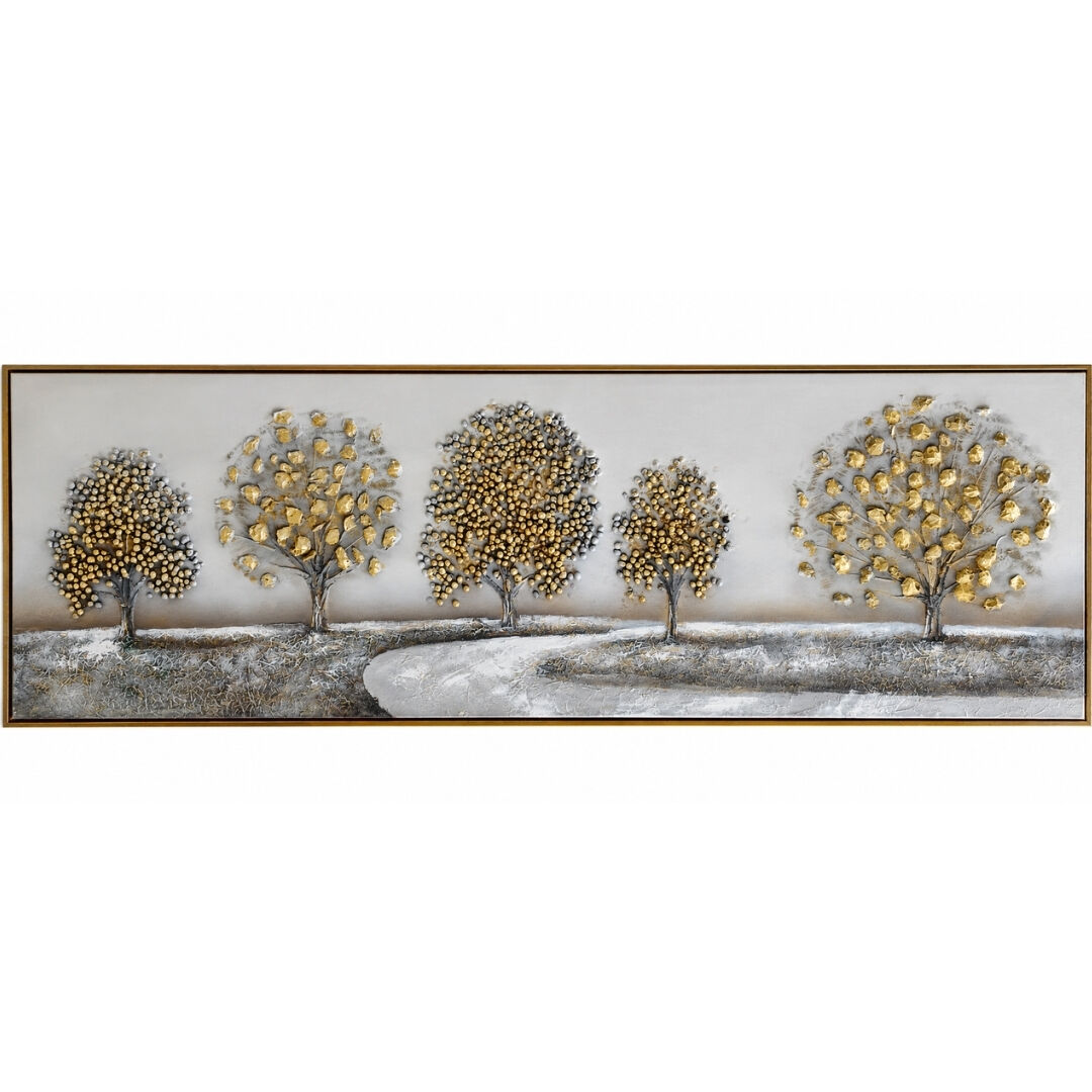 Ağaçlar Rölyef Tuval Tablo 60x180cm