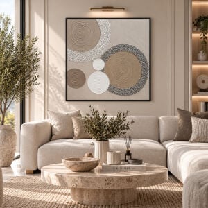 Taşlı Ring Rölyef Tuval Tablo 100x100cm