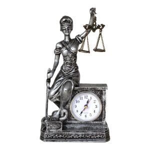 Saatli Adalet Biblo Gümüş 14x26cm
