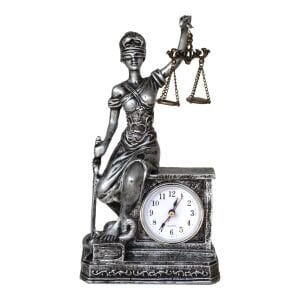 Saatli Adalet Biblo Gümüş 14x26cm