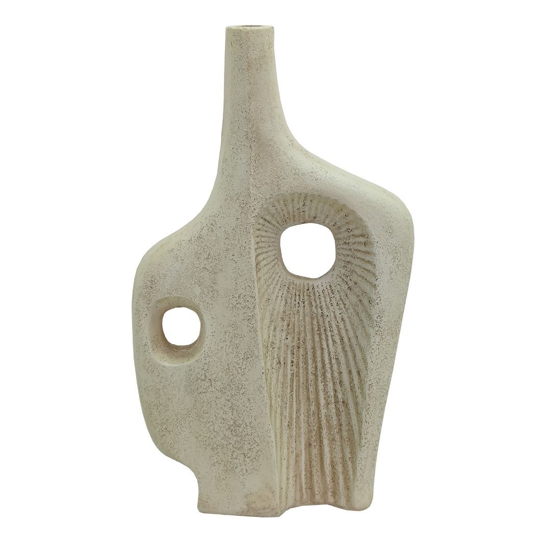 Uzun Gövdeli Vazo 34x59cm Krem