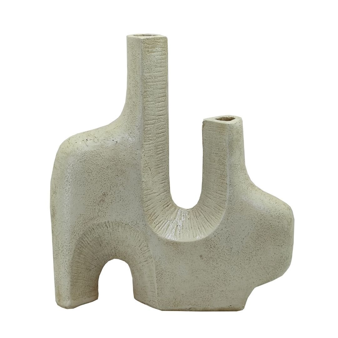 İki Ağızlı Vazo 44x50cm Krem