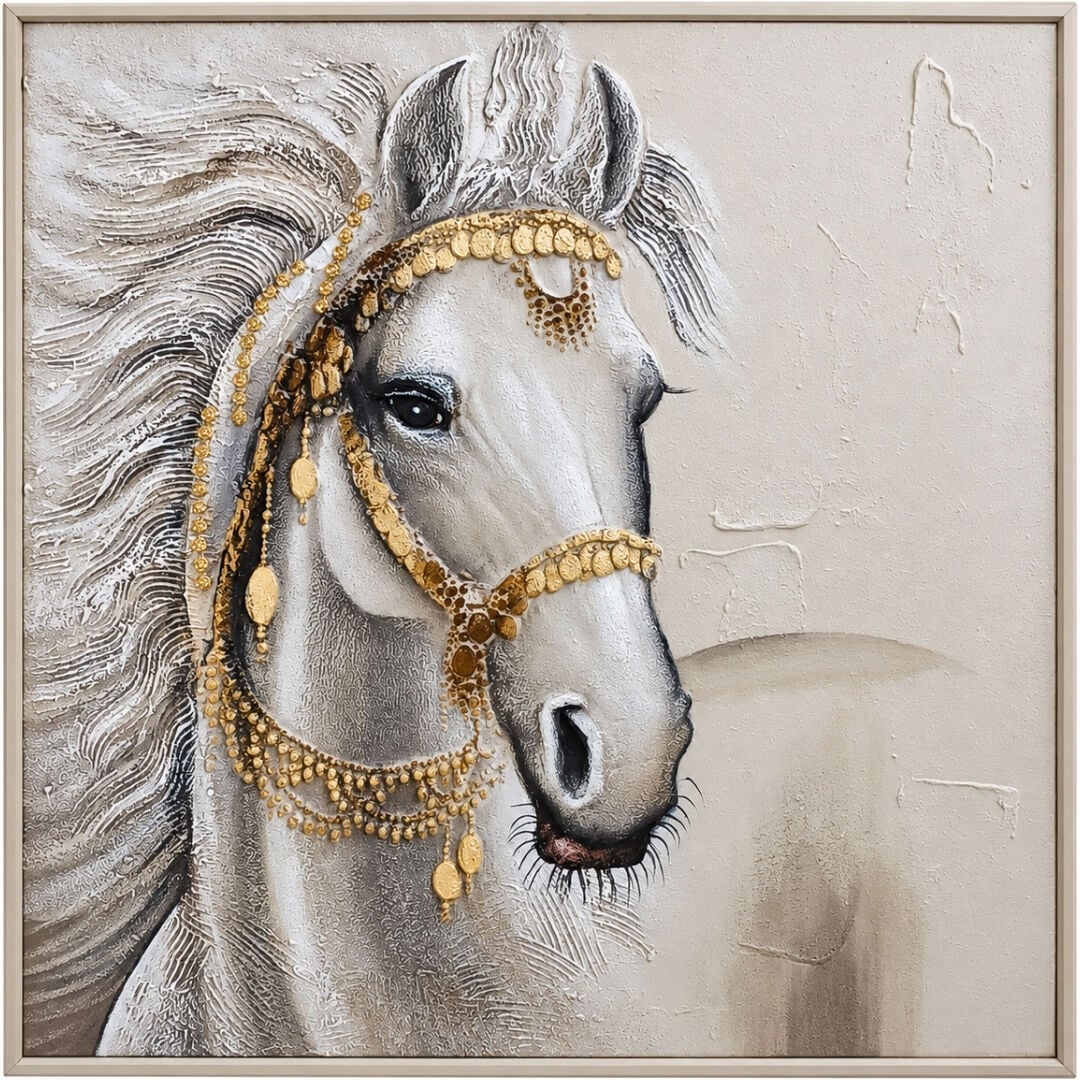 Horse Rölyef Tuval Tablo 100x100cm