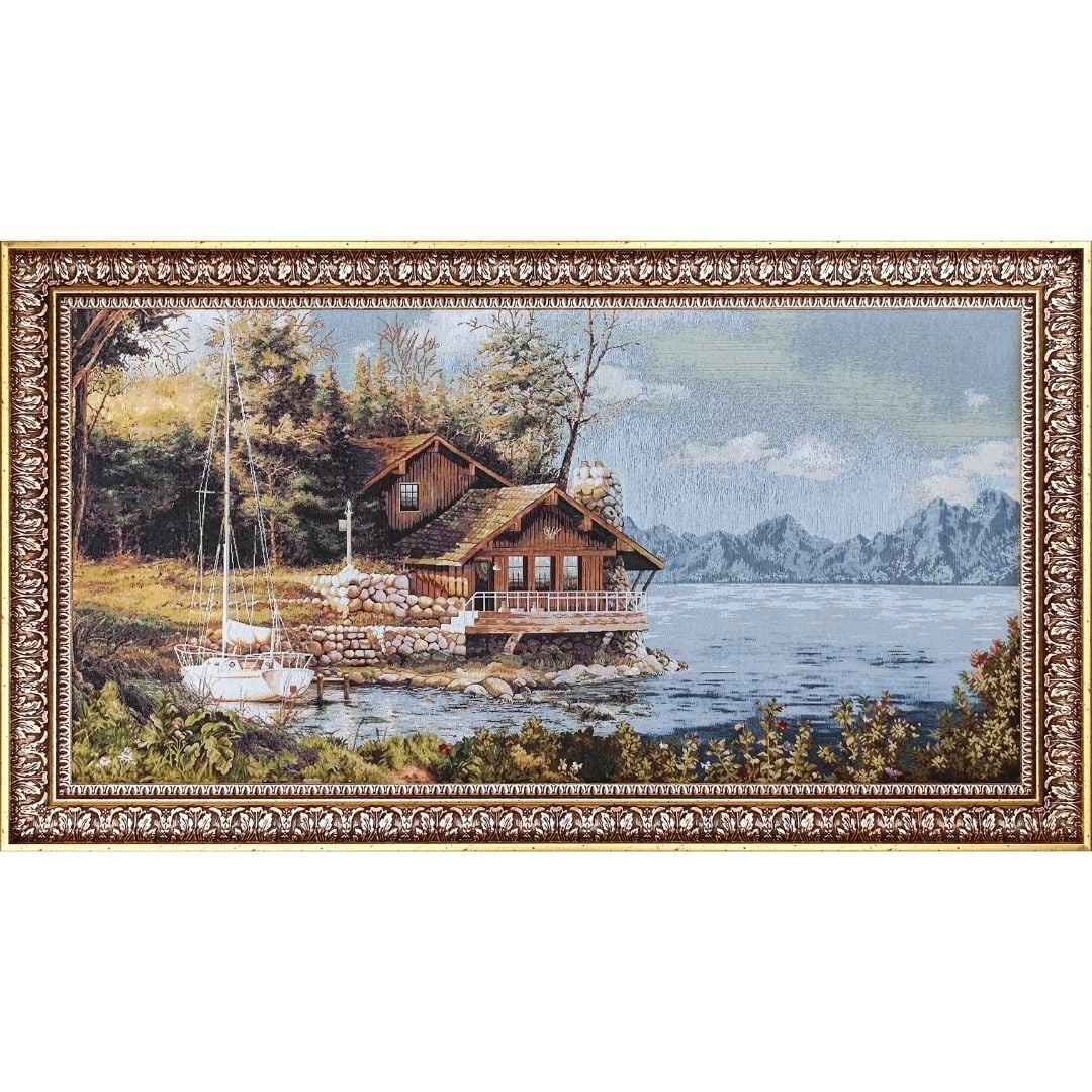 Goblen Tablo Göl Kıyısı Tablo 82x142cm