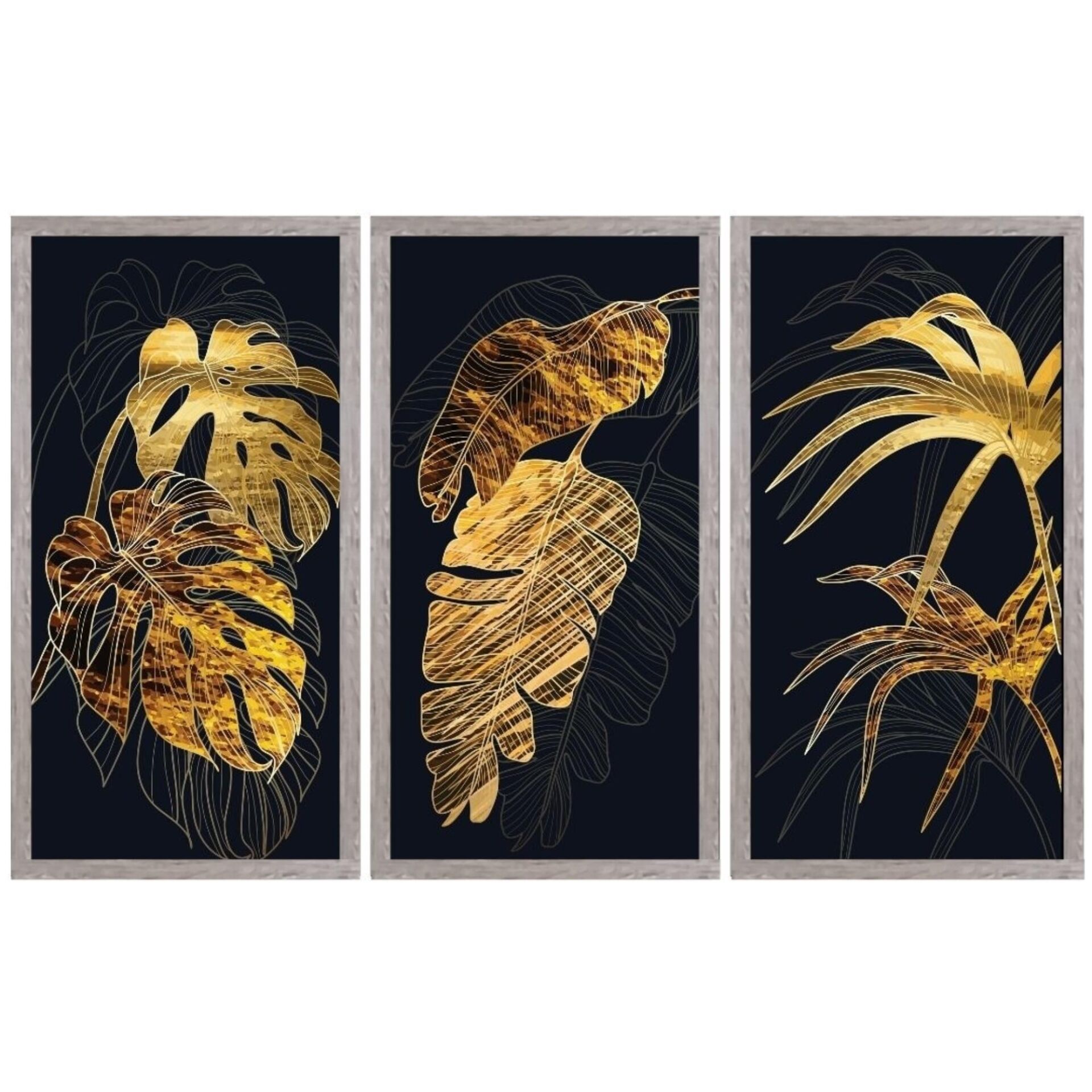 UV 3lü Set Yaprak Tablo 95x150cm