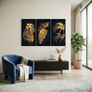 UV 3lü Set Yaprak Tablo 95x150cm