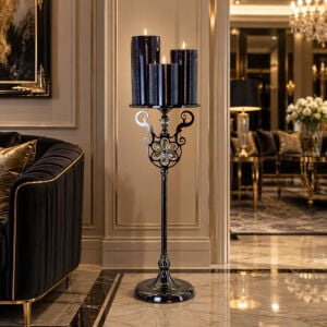 Metal Stantlı 3lü Set Mum 25x85cm