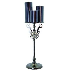 Metal Stantlı 3lü Set Mum 25x85cm