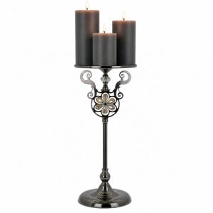 Metal Stantlı 3lü Set Mum 25x85cm