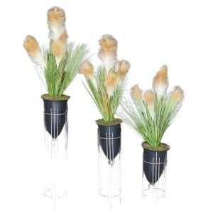 3 lü Set Saksılı Sazlık Gümüş 60x162cm