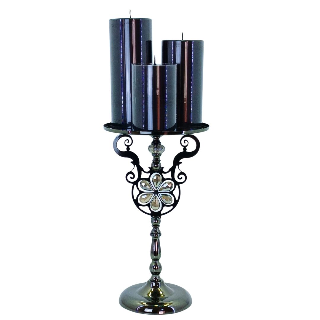 Metal Stantlı 3lü Set Mum 25x70cm