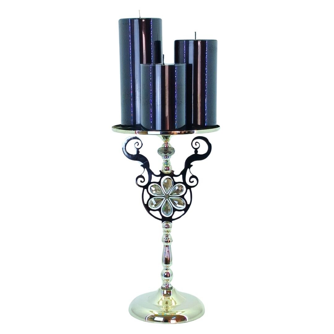 Metal Stantlı 3lü Set Mum 25x70cm
