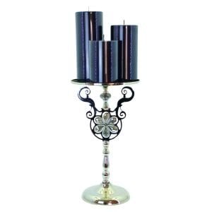 Metal Stantlı 3lü Set Mum 25x70cm
