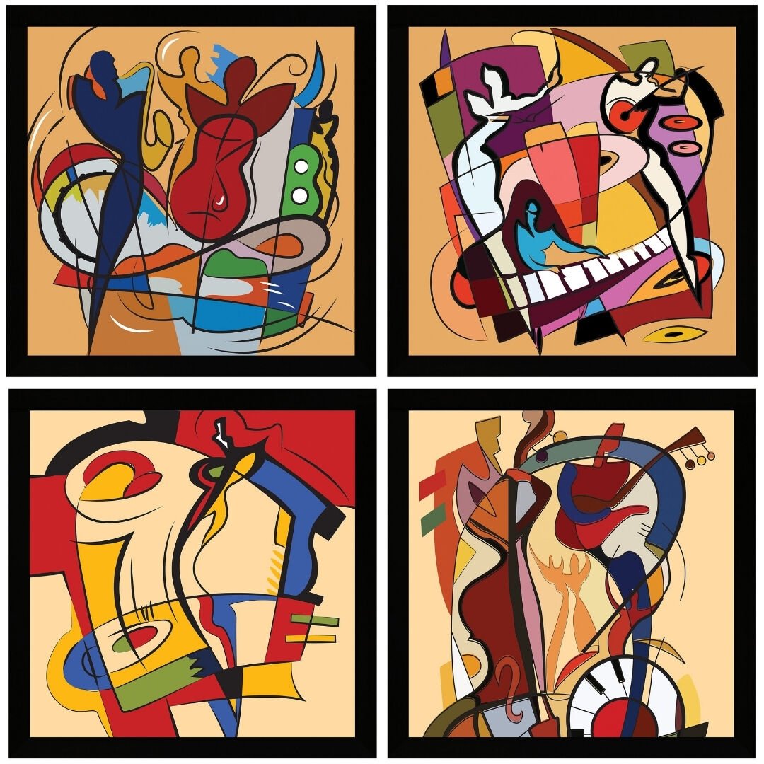 UV 4 lü Set Kandinsky Tablo 120x120cm