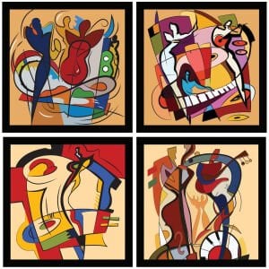UV 4 lü Set Kandinsky Tablo 120x120cm