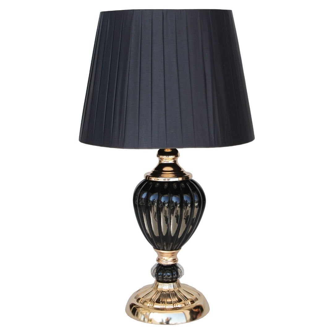 Abajur Cam Göbek Siyah 30x52cm