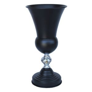 Siyah Taşlı Metal Vazo 18x36cm