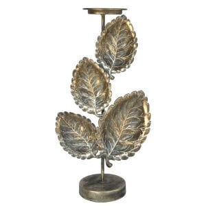 Metal Yapraklı Mumluk 25x50cm