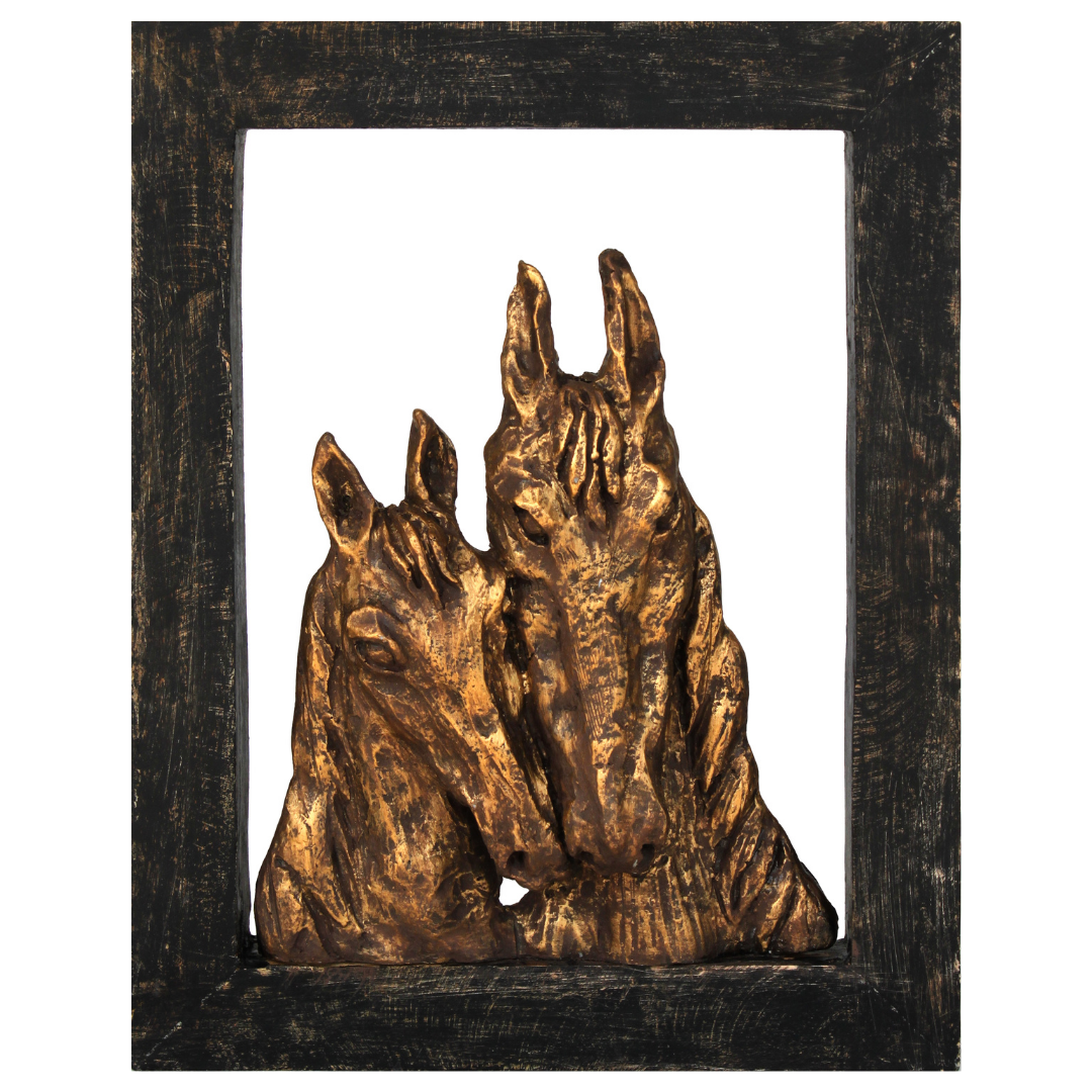 Ahşap Çerçeveli At Çift 28x36cm