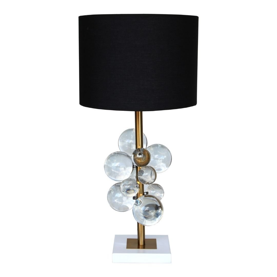 Kristal Camlı Abajur Altın 30x63cm