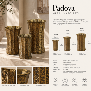 3lü Set Padova Metal Vazo 43x68cm
