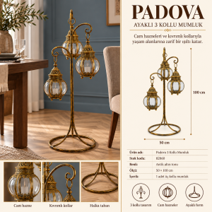 Padova Ayaklı 3 Kollu Mumluk 50x100cm