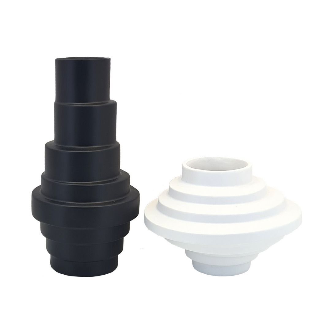 2li Set Dekor Vazo 18x35cm Siyah Beyaz