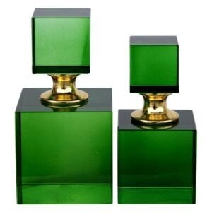 2li Set Kristal Dekor Şişe Yeşil 5x10cm