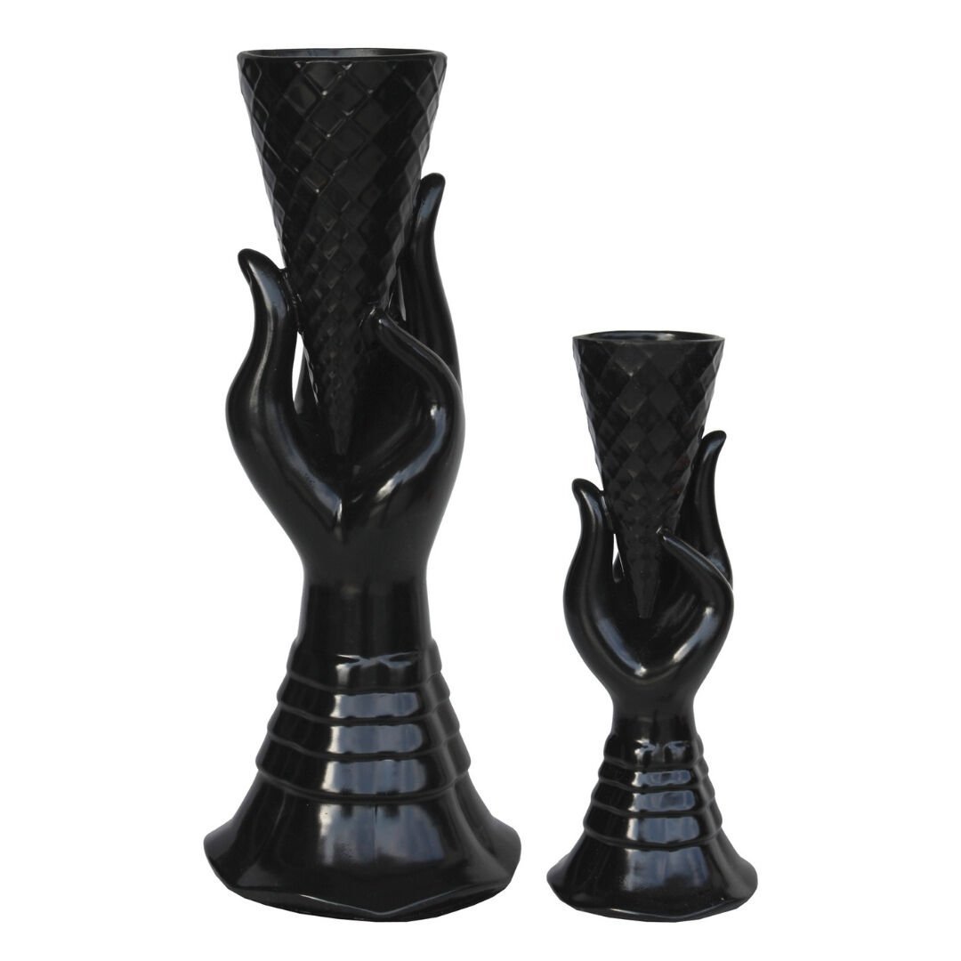 2li Set Külah Vazo Siyah 16x40cm