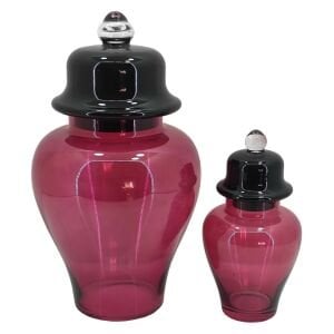 2li Set Cam Şah Vazo Pembe 27x47cm