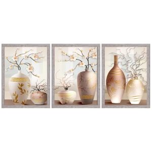 UV 3lü Set Dallı Vazo Tablo 80x180cm