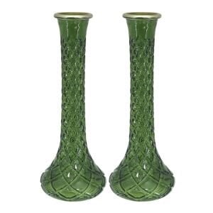 2li Set Cam Vazo Yeşil 10x25cm