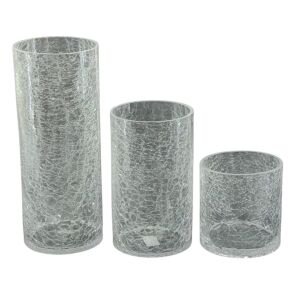 3lü Set Çatlak Cam Vazo 12x30cm