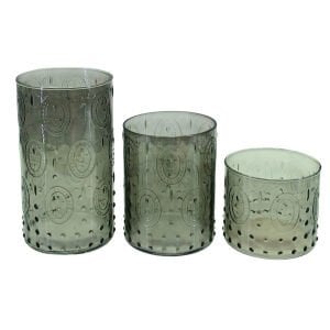 3lü Set Cam Vazo Füme 12x22cm