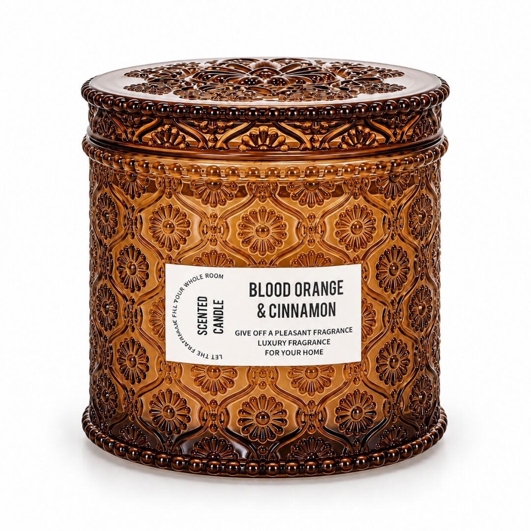 Kapaklı Jar Mum Kokulu 10x11cm Orange