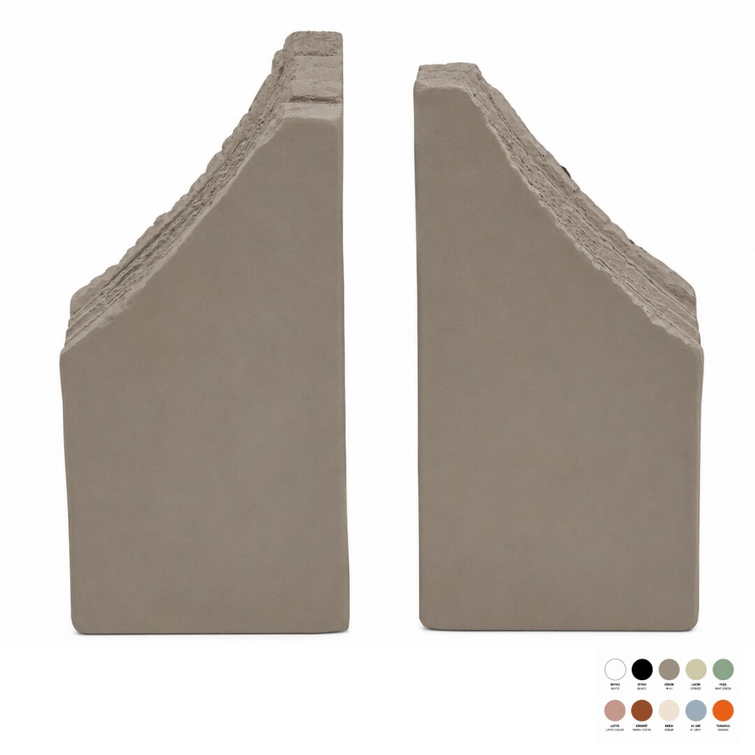 2li Set Taş Kitap Tutucu 18x18cm