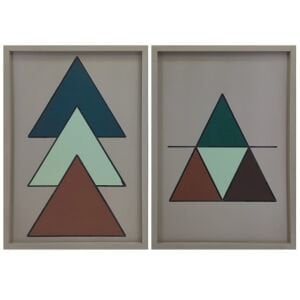 Ahşap 2 li Set Soyut Tablo 63x84cm