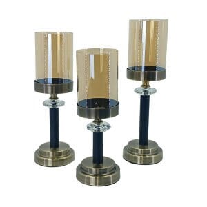 3lü Set Eskitme Şamdan 11x38cm