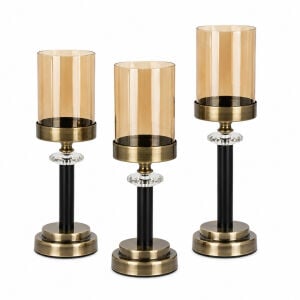3lü Set Eskitme Şamdan 11x38cm
