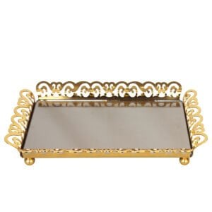 Metal Aynalı Tepsi Altın 22x32cm