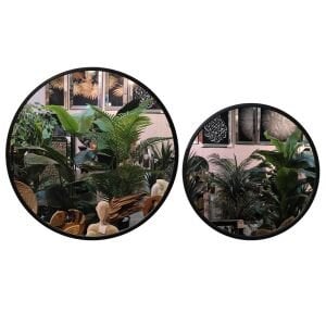 2li Set Metal Ayna Siyah 75-55cm