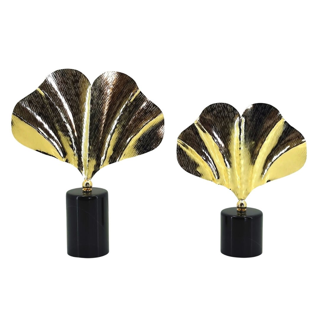 2li Set Yaprak Dekor Gold 29x35cm