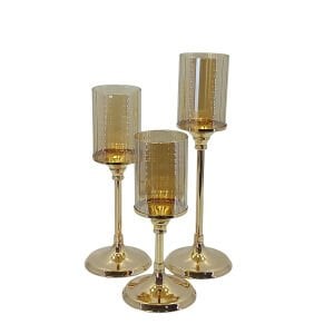 3lü Set Roze Şamdan 12x36cm