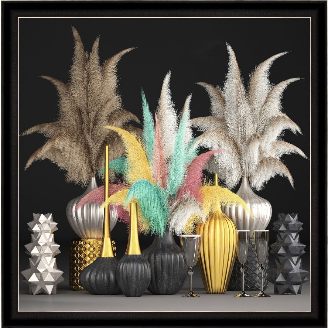UV Renkli Pampas Tablo 112x112cm