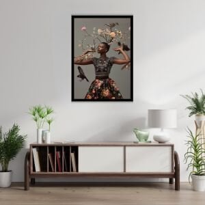 UV Kadın ve Kuşlar Tablo 60x80cm