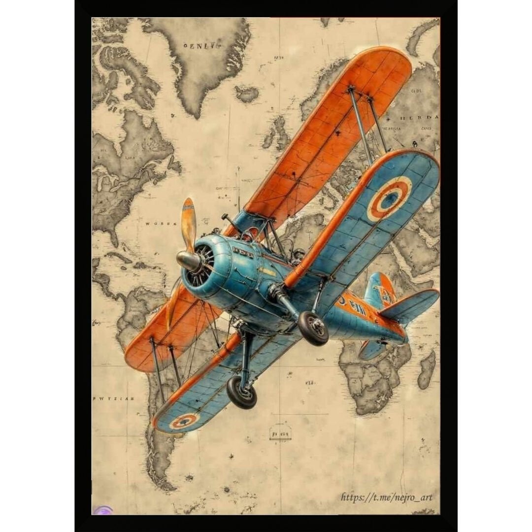 UV Retro Uçak Tablo 60x80cm