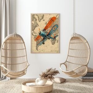 UV Retro Uçak Tablo 60x80cm