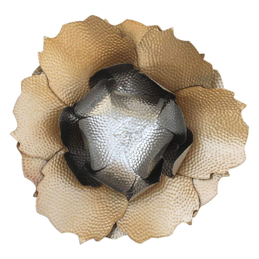 Çiçek Dekor Altın Gümüş Siyah 38x38cm