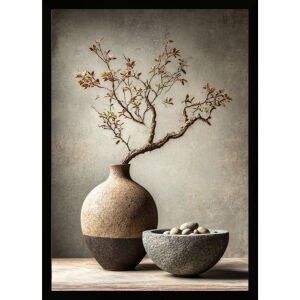 UV Vazo ve Ağaç Dalı Tablo  75x105cm